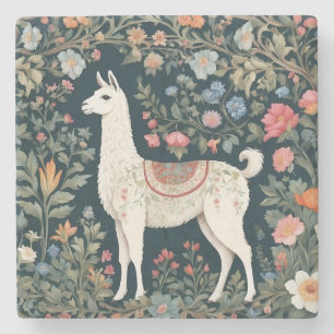 Porta-copo De Pedra Cute Llama Elegant Floral