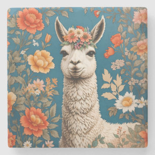 Porta-copo De Pedra Cute Llama William Morris Inspirou Floral