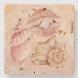 Porta-copo De Pedra Cute nautical background seashell Pink