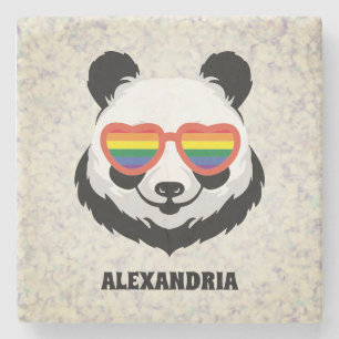 Porta-copo De Pedra Cute Panda Bear   Rainbow   LGBTQ