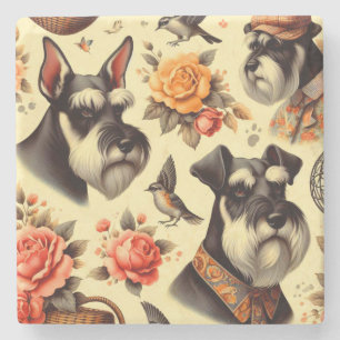 Porta-copo De Pedra Cute Vintage Schnauzer