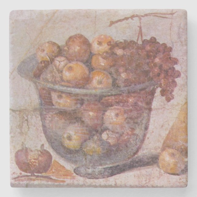 Porta-copo De Pedra Da fruta vida romana ainda de Pompeii (Frente)