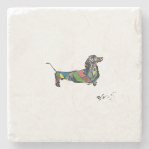 Porta-copo De Pedra Dachshund Marble Portas copos