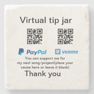 Porta-copo De Pedra Dádiva virtual jar q r código doação de moeda PayP