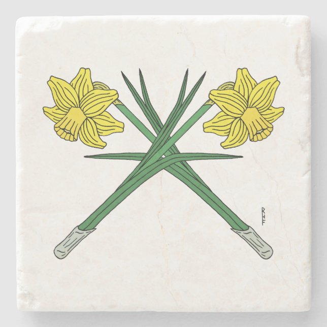 Porta-copo De Pedra Daffodils cruzado (Frente)