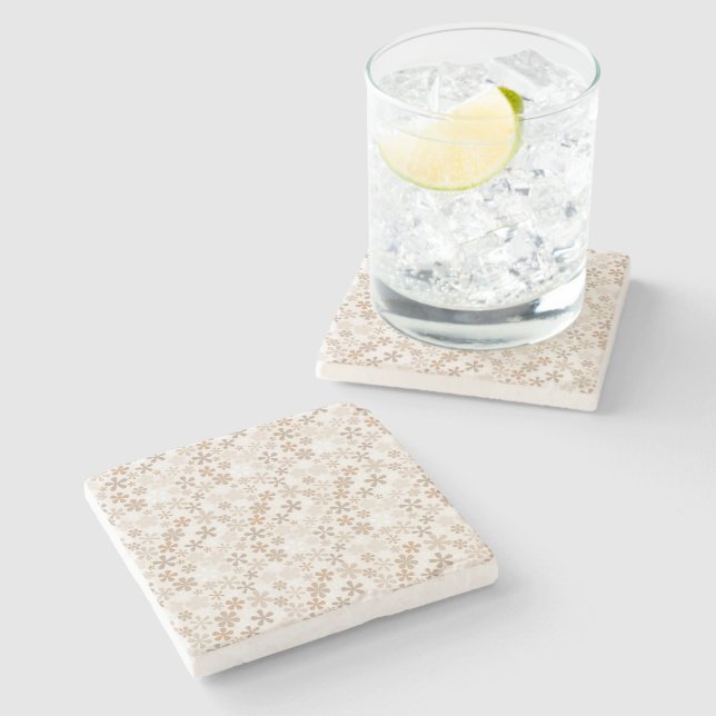 Porta-copo De Pedra Daisy Flowers Beige Floral Aesthetic Ditsy Tan (Lateral)