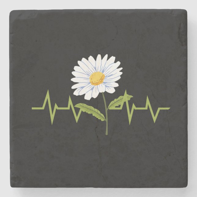 Porta-copo De Pedra Daisy Heartbeat (Frente)