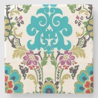 Damask Floral Patternos Plum Turquoise