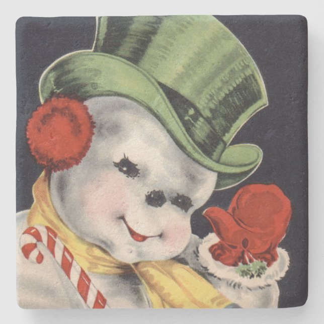 Porta-copo De Pedra Dapper Christmas Snowman (Frente)