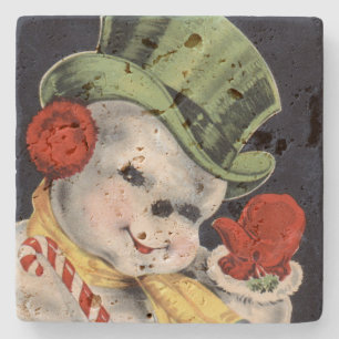 Porta-copo De Pedra Dapper Christmas Snowman