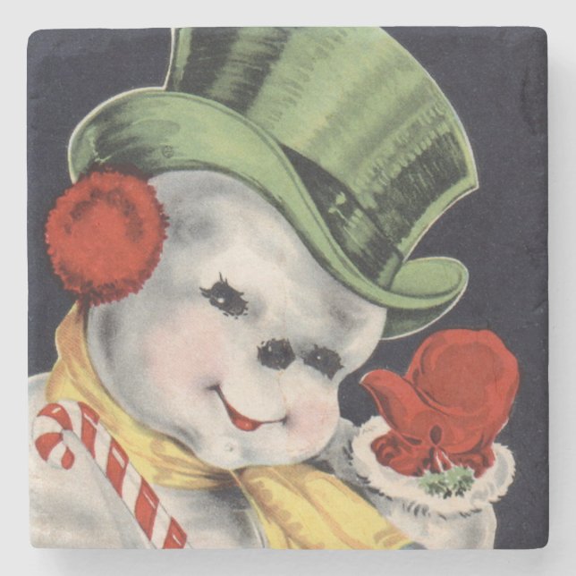 Porta-copo De Pedra Dapper Christmas Snowman (Frente)