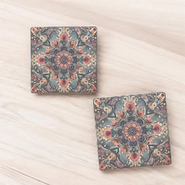 Porta-copo De Pedra Dark Romance Burgundy Art Deco Floral Summer