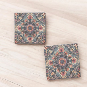Porta-copo De Pedra Dark Romance Burgundy Art Deco Floral Summer