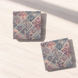 Porta-copo De Pedra Dark Romance Burgundy Art Deco Floral Summer