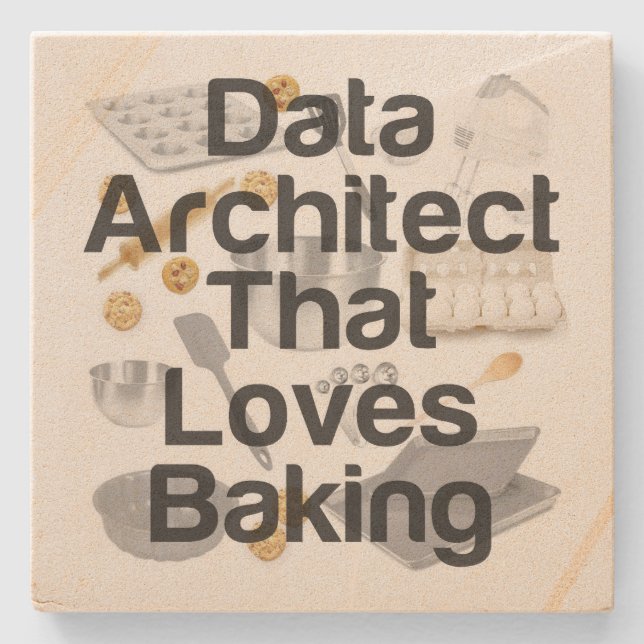 Porta-copo De Pedra Data Architect ama Baking (Frente)