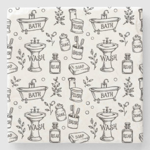 Porta-copo De Pedra Decoração de Banheiro Vintage - Branco/Preto