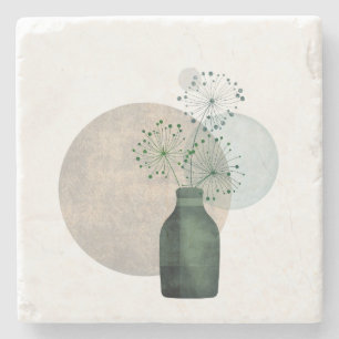 Porta-copo De Pedra Decoração Minimalista Botânica Escandinava Boho