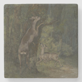 Porta-copo De Pedra Deer in the Forest (por Gustave Courbet)