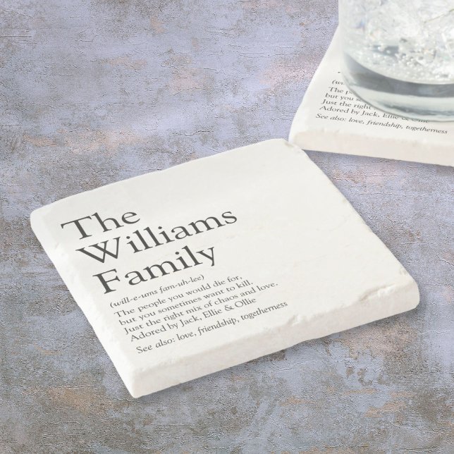 Porta-copo De Pedra Definição Personalizada do Nome da Família (Family Name Definition Personalized Stone Coaster)