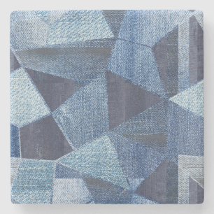 Porta-copo De Pedra Denim Urban: Patchwork Disparada.
