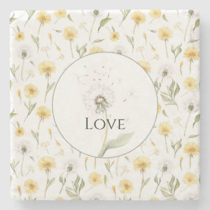Porta-copo De Pedra Dentes-de-leão Amarelos Brancos Flores Amor