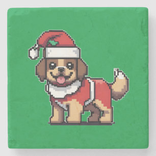 Porta-copo De Pedra Desejamos-lhe um feliz natal com papais noeis de c