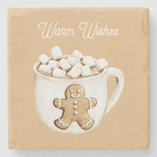 Porta-copo De Pedra Desejos Quentes Marshmallows de Cacau Homem de Pão