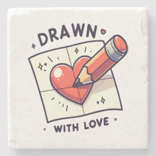 Porta-copo De Pedra Desenho com amor