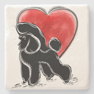 Porta-copo De Pedra Desenho da caniche