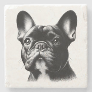Porta-copo De Pedra Desenho de Bulldog Francês