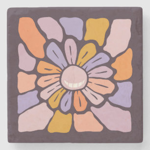 Porta-copo De Pedra Desenho de Flor Fofo e Colorido-Pintura Digital