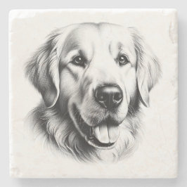 Porta-copo De Pedra Desenho de Golden Retriever