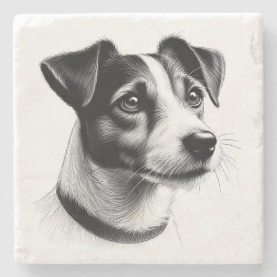 Porta-copo De Pedra Desenho de Jack Russell Terrier