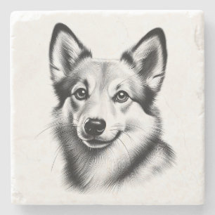 Porta-copo De Pedra Desenho de Lundehund Norueguês