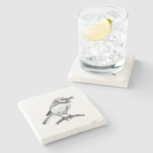 Porta-copo De Pedra Desenho de tinta de pássaro azul