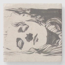 Porta-copo De Pedra Desenho de uma mulher de "Ver Sacrum" (Moser)