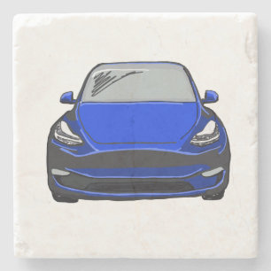 Porta-copo De Pedra Desenho do veículo elétrico azul SUV