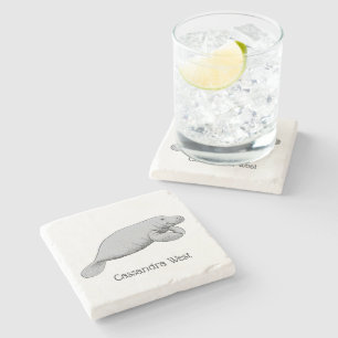 Porta-copo De Pedra Desenho do Vintage Manatee