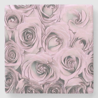 Porta-copo De Pedra Desenho Elegante Vintage de rosas rosa preto cinza