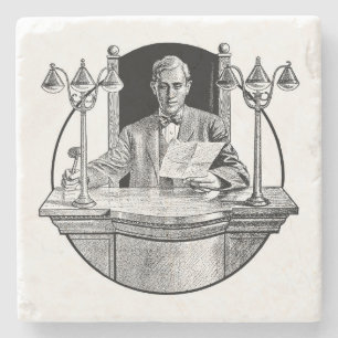 Porta-copo De Pedra Desenho muito Legal de um juiz no Bench Drawing