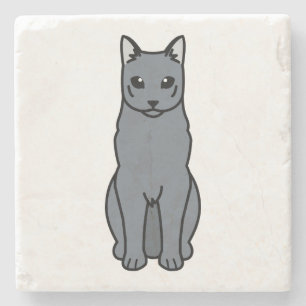 Porta-copo De Pedra Desenhos animados do gato azul do russo