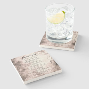 Porta-copo De Pedra Desiderata no pergaminho Floral Faux Vintage