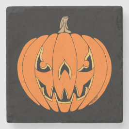 Porta-copo De Pedra Design Assustador de Jack-o'-Lantern de Halloween