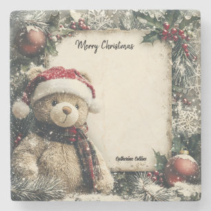 Porta-copo De Pedra Design de ilustração do Urso de Teddy de Natal bon