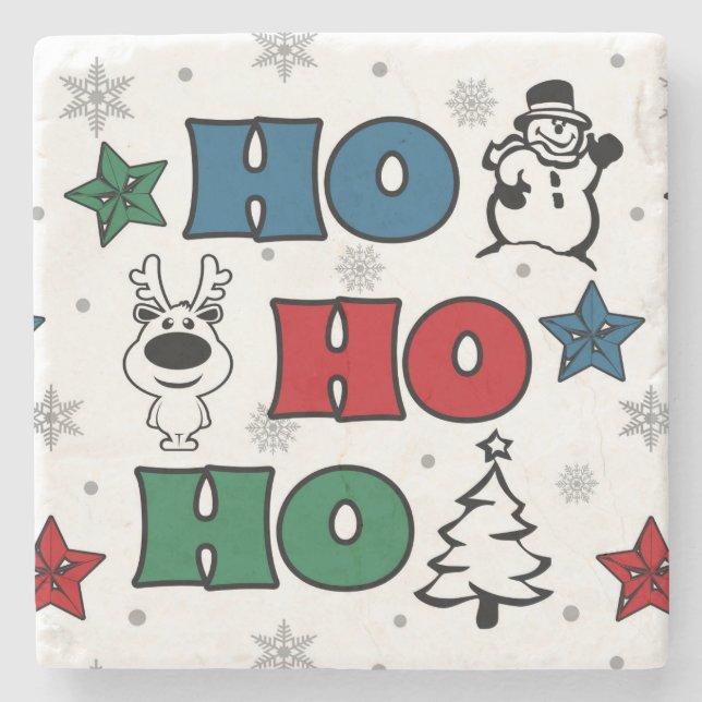 Porta-copo De Pedra Design de Natal Ho-Ho (Frente)
