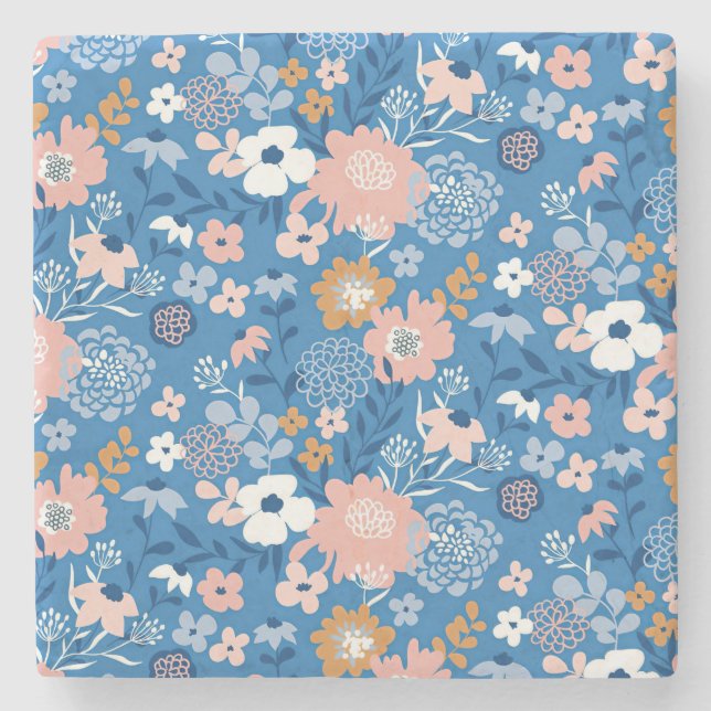 Porta-copo De Pedra Design De Presente Xmas Com Flores Simples (Frente)