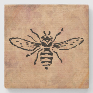 Porta-copo De Pedra Design Floral Rosa de de Ilustração de Abelhas V