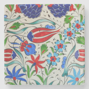 Porta-copo De Pedra Design floral turco