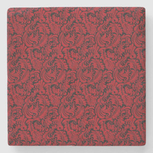 PORTA-COPO DE PEDRA DESIGN FRONDOSO VERMELHO E PRETO