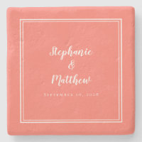 Design Minimalista Branco Coral de Casamento Perso